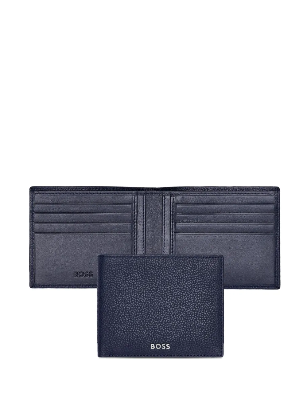 Hugo Boss Leather-textured Wallet Pen Set In Black