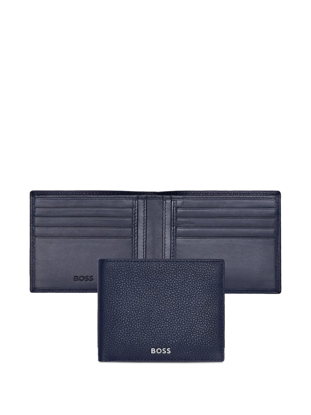 Hugo Boss Leather-textured Wallet Pen Set In Black