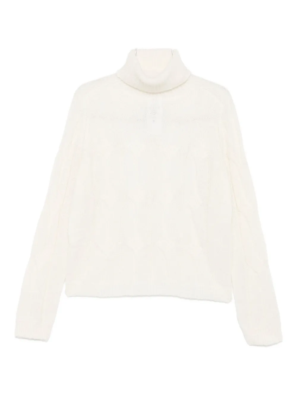 Liu •jo Cable-knit Sweater With High Turtleneck In White