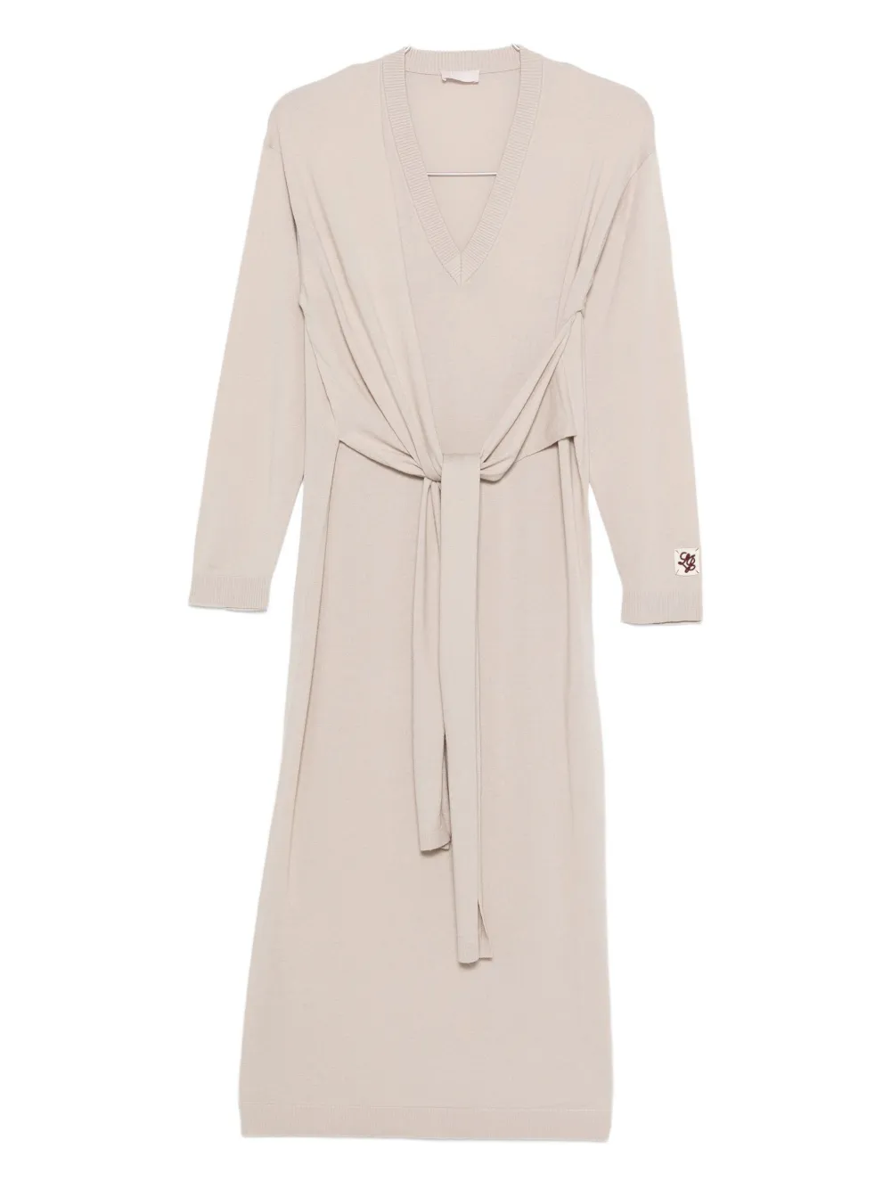 Liu •jo Tie-front V-neck Midi Dress In Yellow