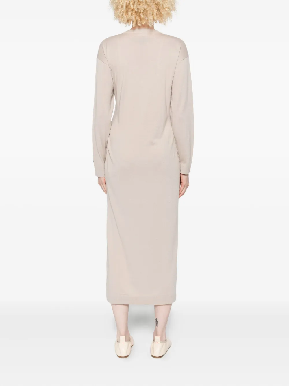 Liu •jo Tie-front V-neck Midi Dress In Yellow