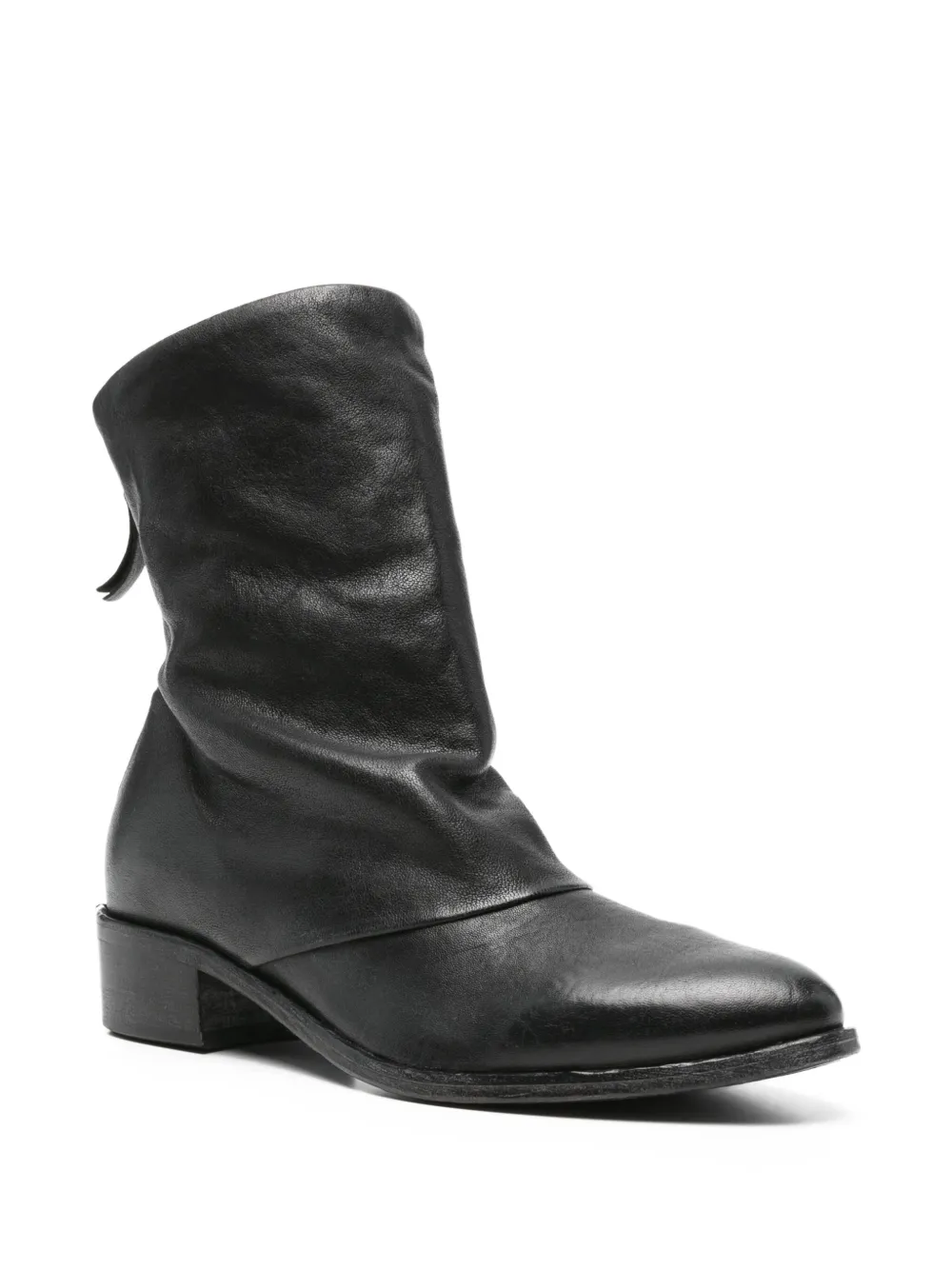 Moma Riga Zip leren enkellaarzen Zwart