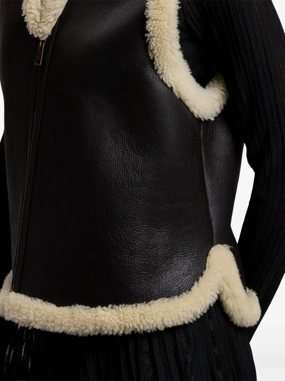 Ralph Lauren Shearling-trim Leather Vest In Brown