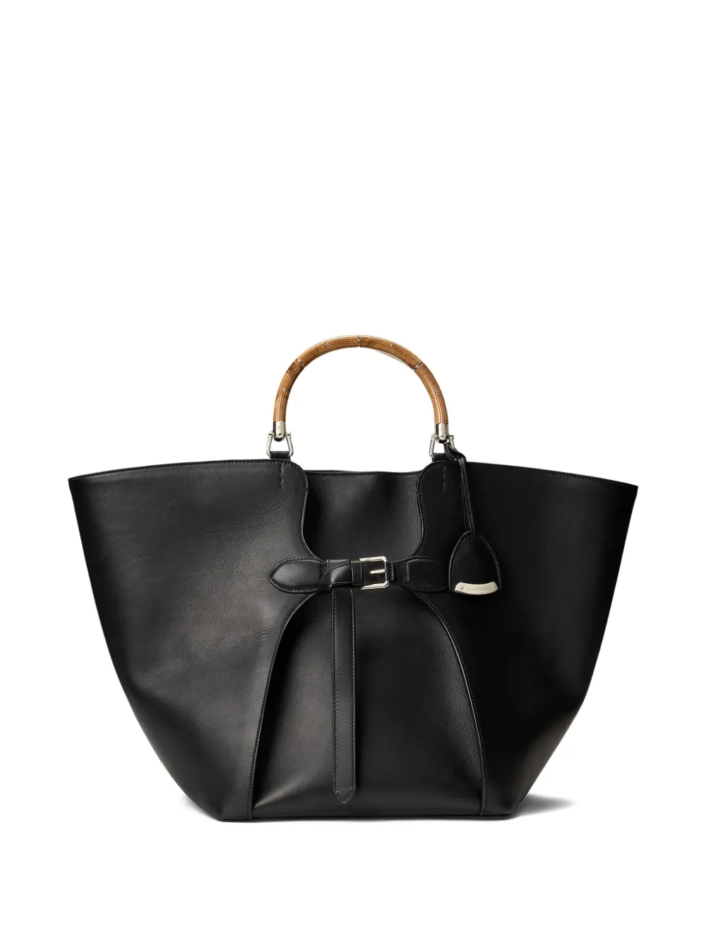 Ralph Lauren The Ralph Calfskin Large Tote In Black