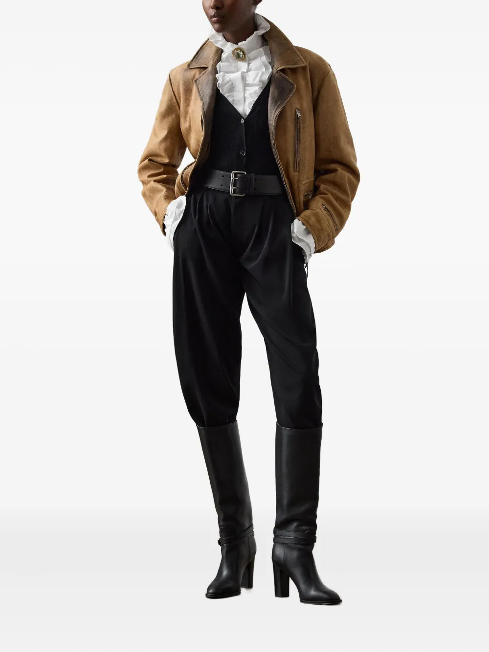 Ralph Lauren Collection Wollen plooibroek - Zwart