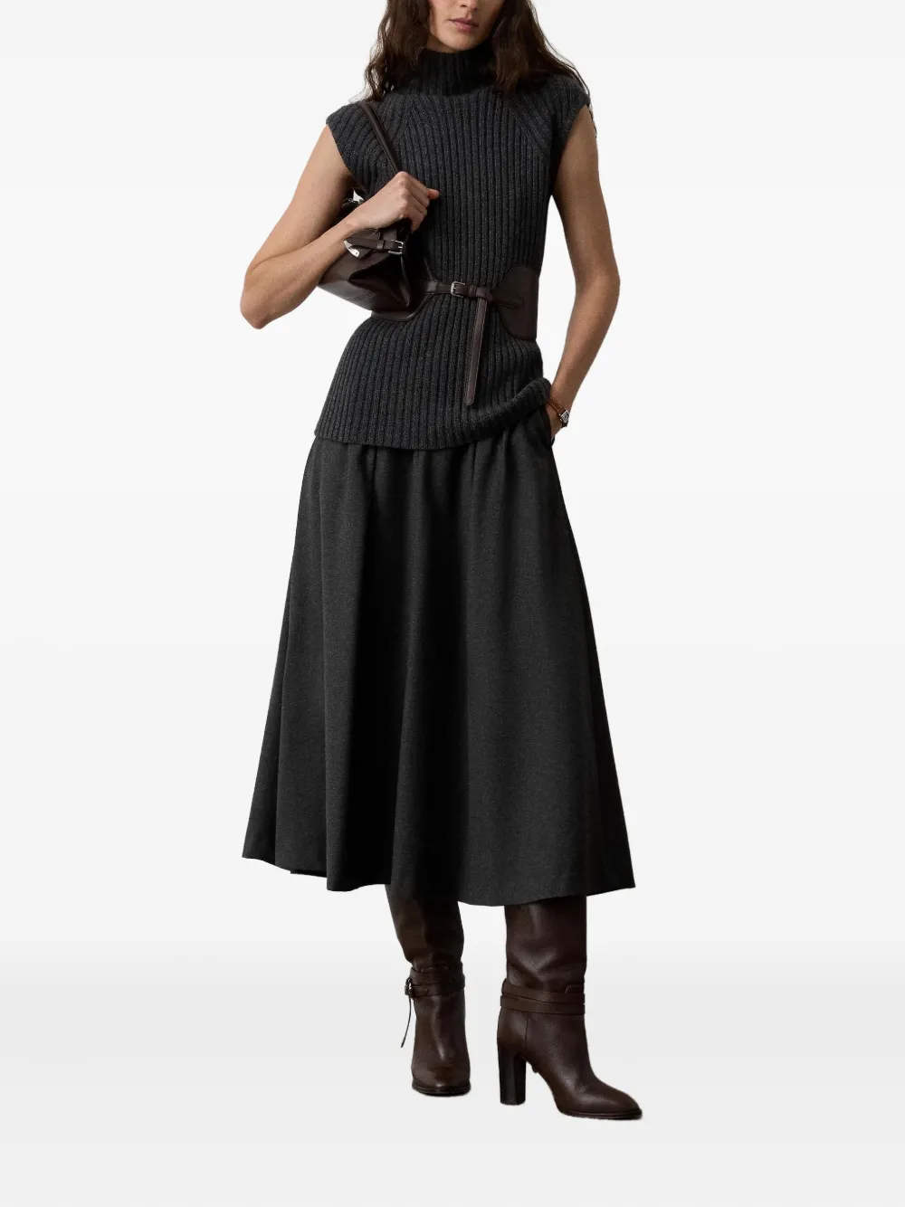 Ralph Lauren Collection Evilyn midi-plooirok - Grijs