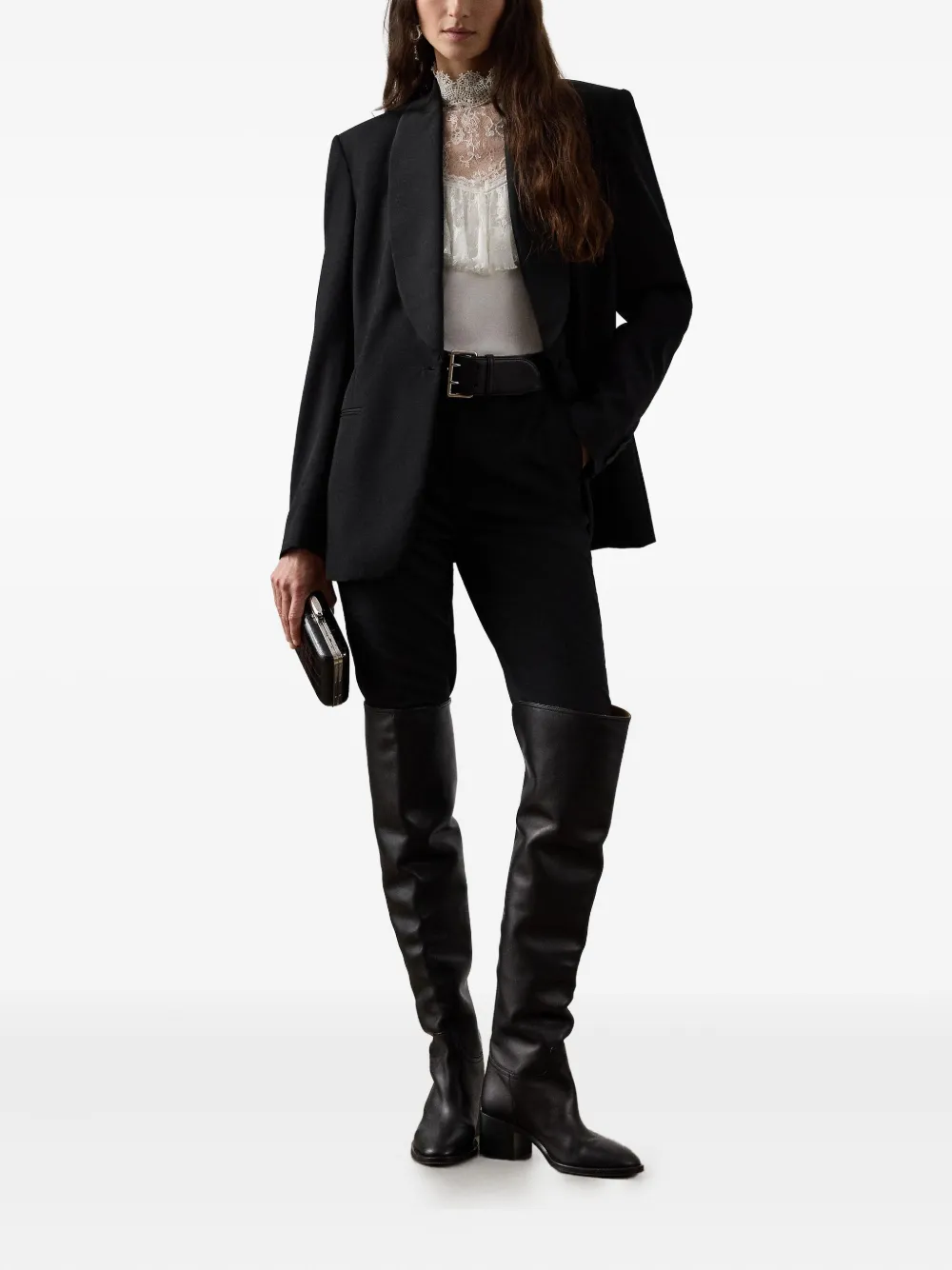 Ralph Lauren Sutton Slim Grain De Poudre Tuxedo Jacket In Black