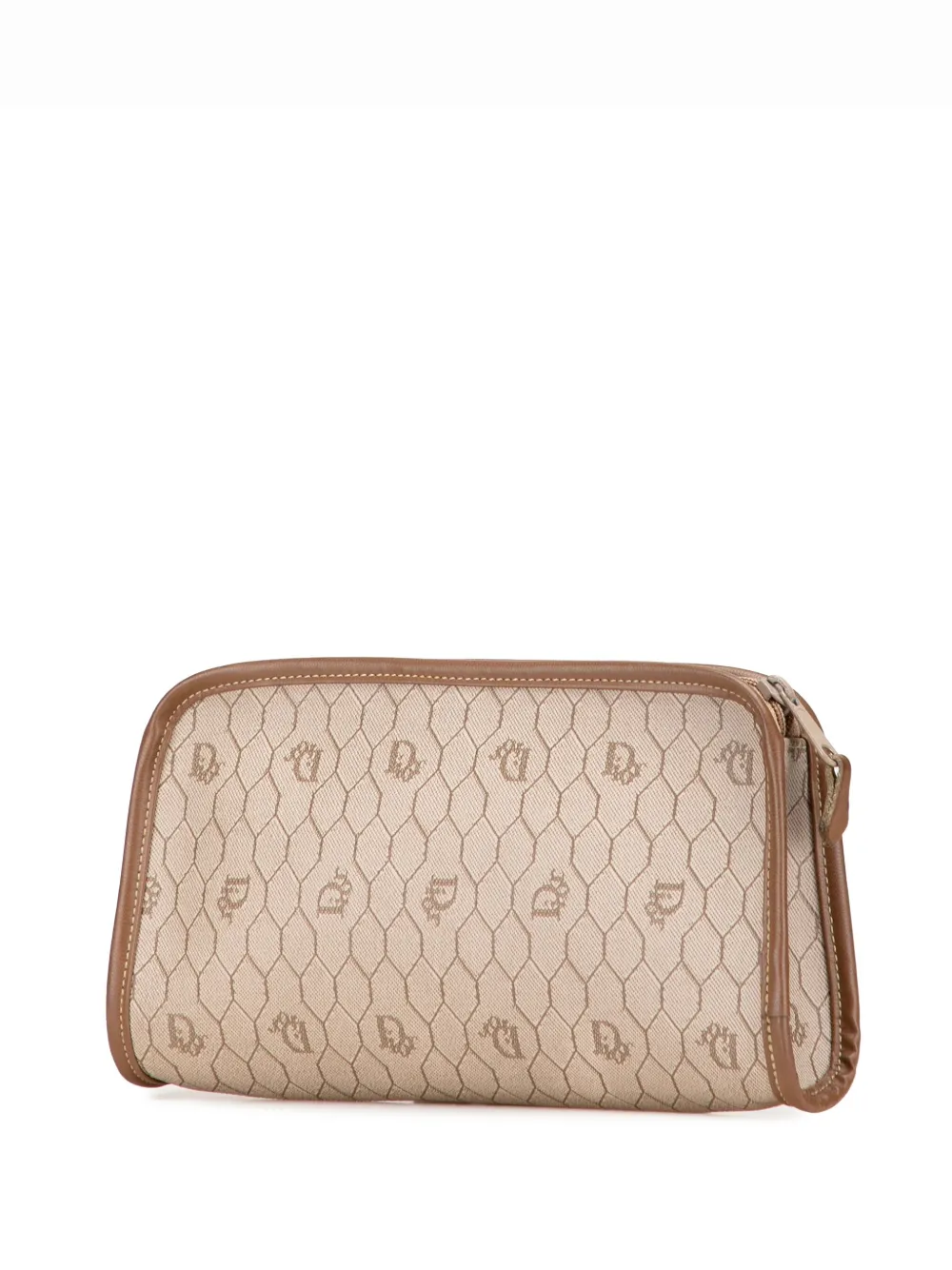 Pre-owned Dior 20th Century Honeycomb Coated Canvas Clutch Bag In Brown
