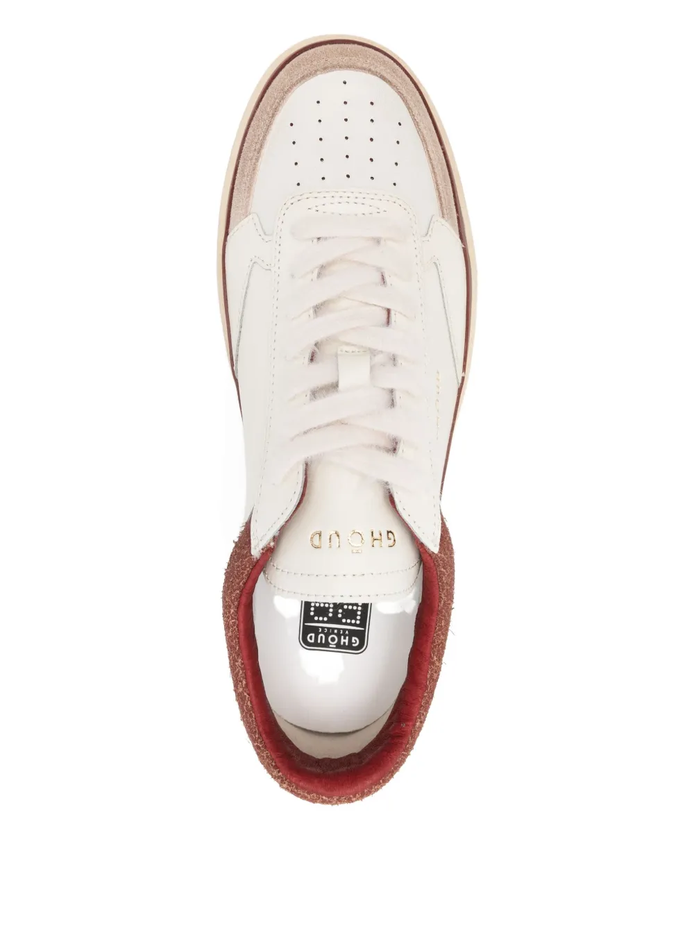 Ghoud Beige Low-top Sneakers With Perforated Detailing In White