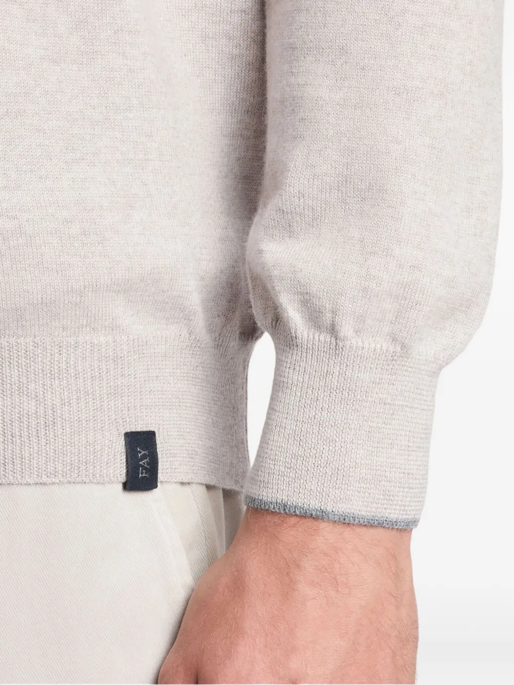 Fay Elbow-patch Crew-neck Sweater In Neutral