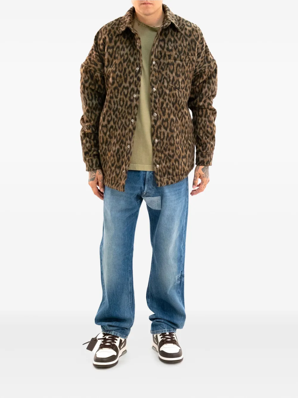 Palm Angels leopard-print chest-pocket jacket | Shirt Jackets | Image 2