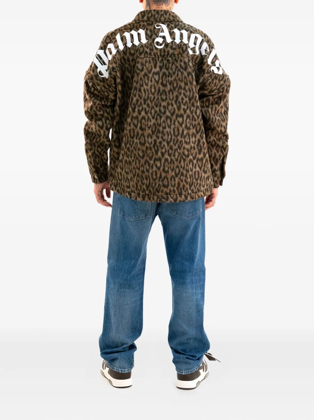 Palm Angels Jack met luipaardprint en borstzak Bruin