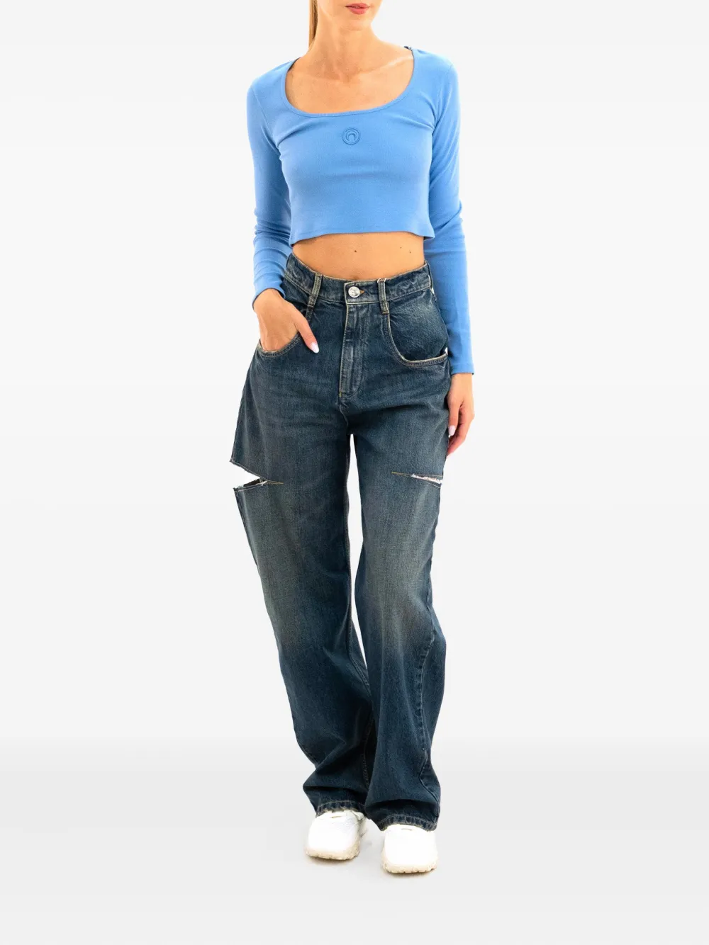 Marine Serre Cropped top Blauw