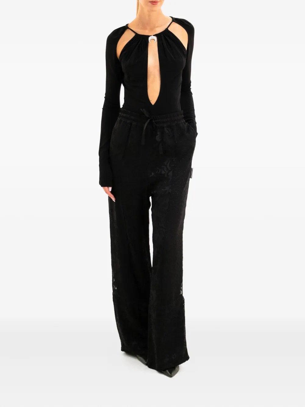 Marine Serre cut-out embellished top - Zwart