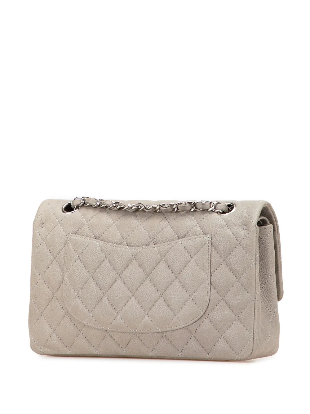 Pre-owned Chanel 2012 Medium Classic Caviar Double Flap Shoulder Bag In Gray