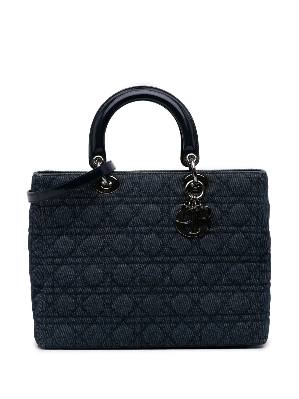 Christian Dior Pre-Owned 1999 ラージ デニム カナージュ レディ ディオール サッチェルバッグ - ブルー Christian Dior Pre-Owned 1999 ラージ デニム カナージュ レディ ディオール サッチェルバッグ - ブルー