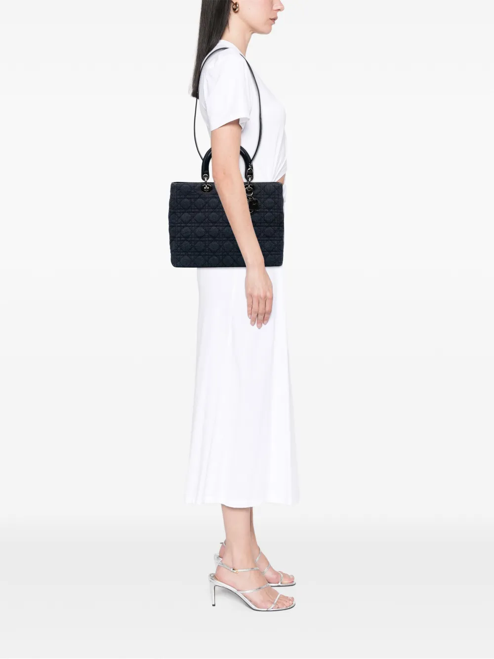 Christian Dior Pre-Owned 1999 Large Denim Cannage Lady Dior satchel | Pre-Owned | Image 2