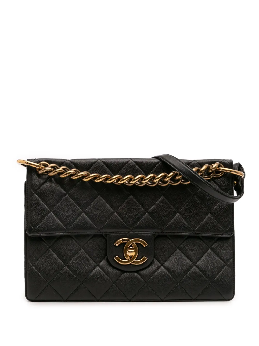 CHANEL Pre-Owned 2013-2014 ジャンボ ココマーク マトラッセ キャビア チャンキーチェーン フラップ CHANEL Pre-Owned 2013-2014 ジャンボ ココマーク マトラッセ キャビア チャンキーチェーン フラップ