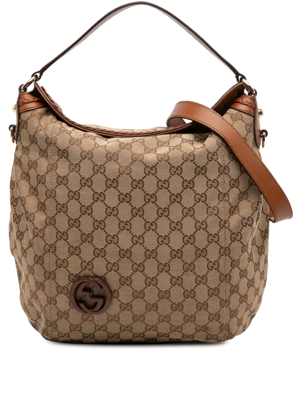 Gucci Pre-Owned 2016-2025 ミディアム GGキャンバス ブリックレーン コンバーチブル ホーボーサッチェルバッグ - Gucci Pre-Owned 2016-2025 ミディアム GGキャンバス ブリックレーン コンバーチブル ホーボーサッチェルバッグ -