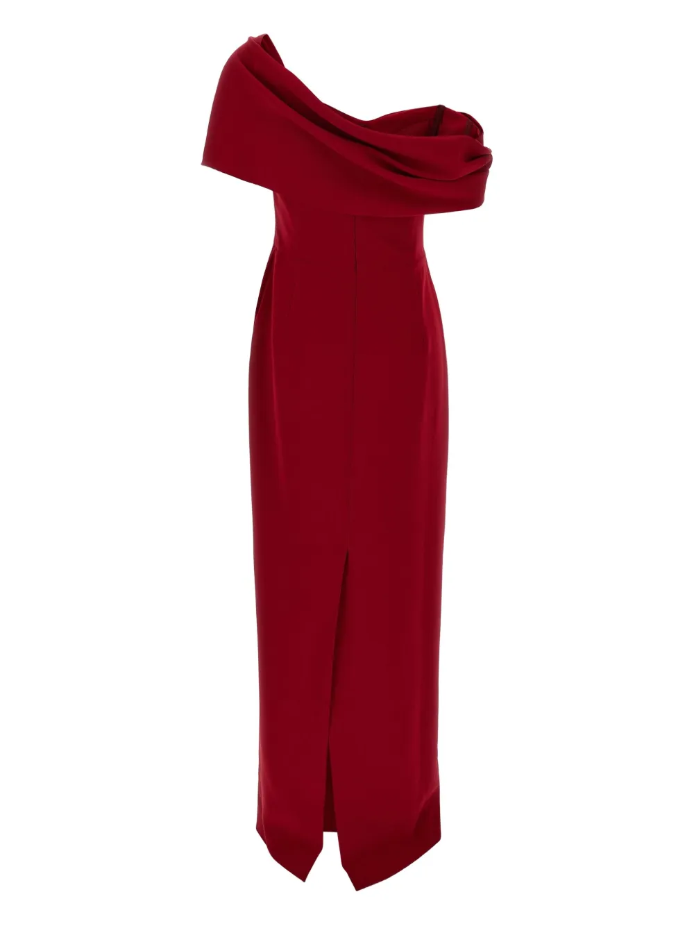 Carolina Herrera draped one-shoulder midi dress - Rood
