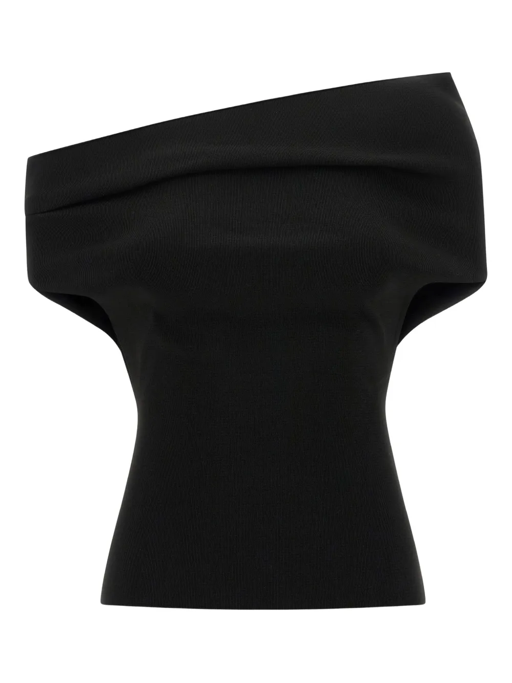 Armarium Debra Asymmetric Stretch-knit Top In Black
