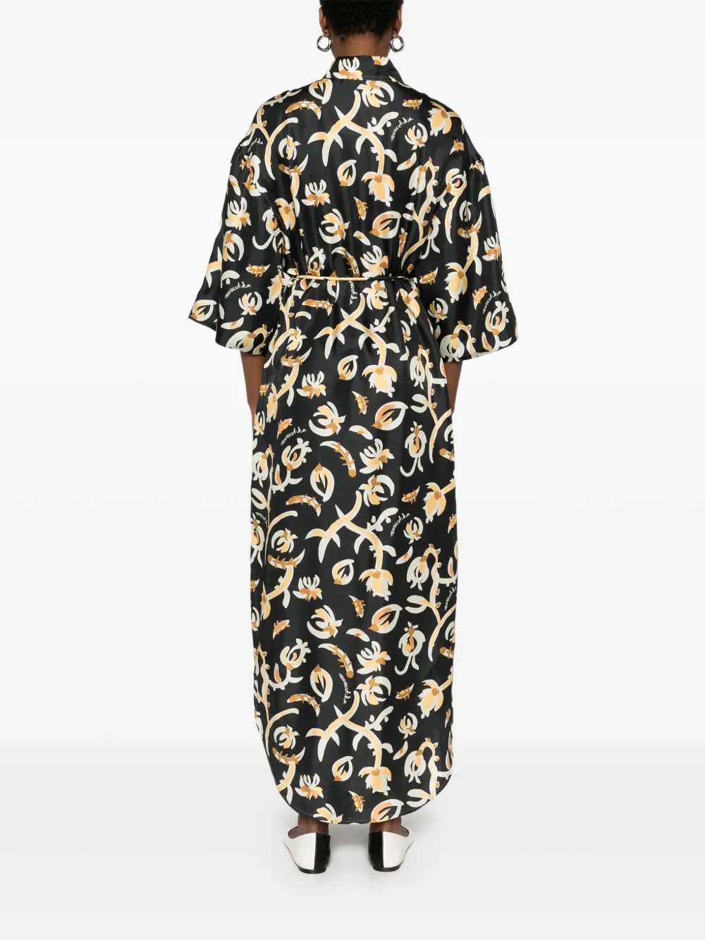 Nanushka Zijden maxi-jurk met bloemenprint Zwart