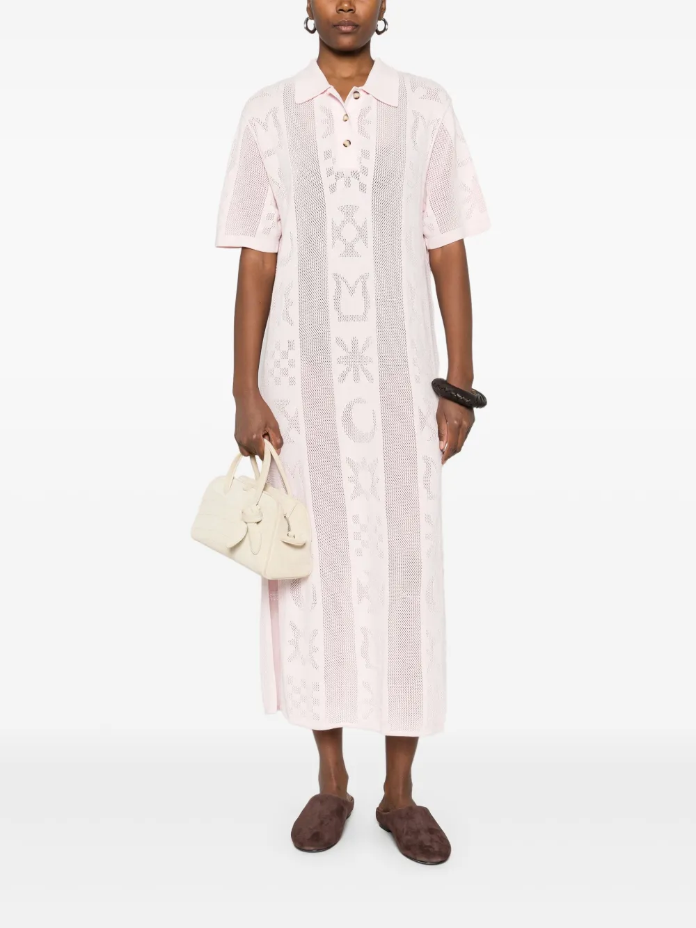 Nanushka Jurk met polokraag en patroon - Roze
