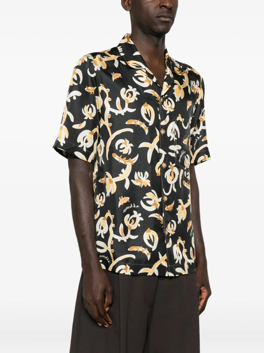 Nanushka Overhemd met bloemenprint Zwart