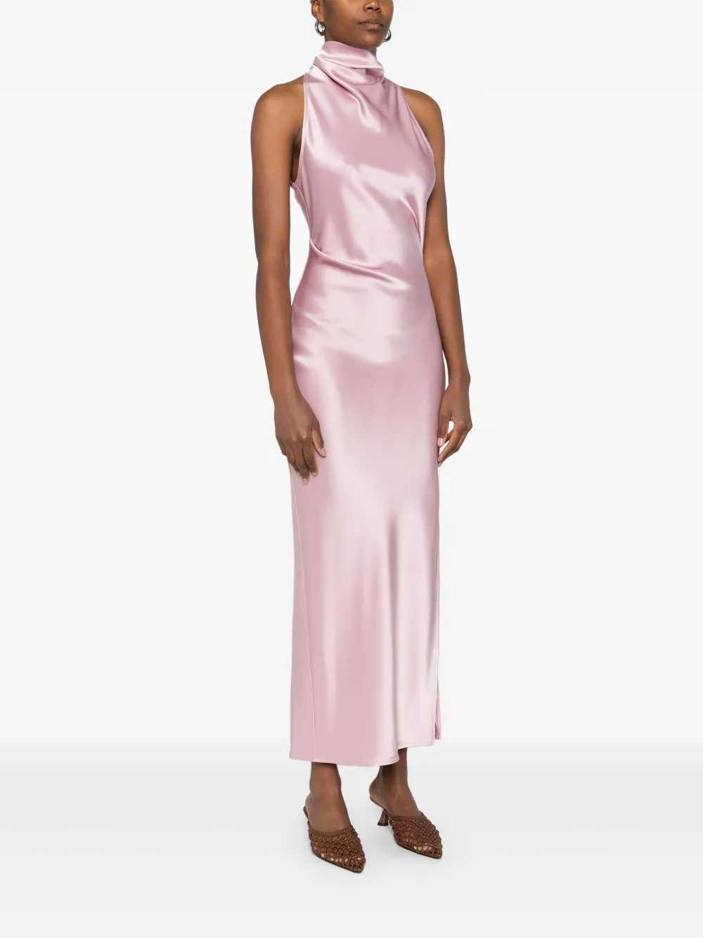 Nanushka Midi-jurk met col Roze