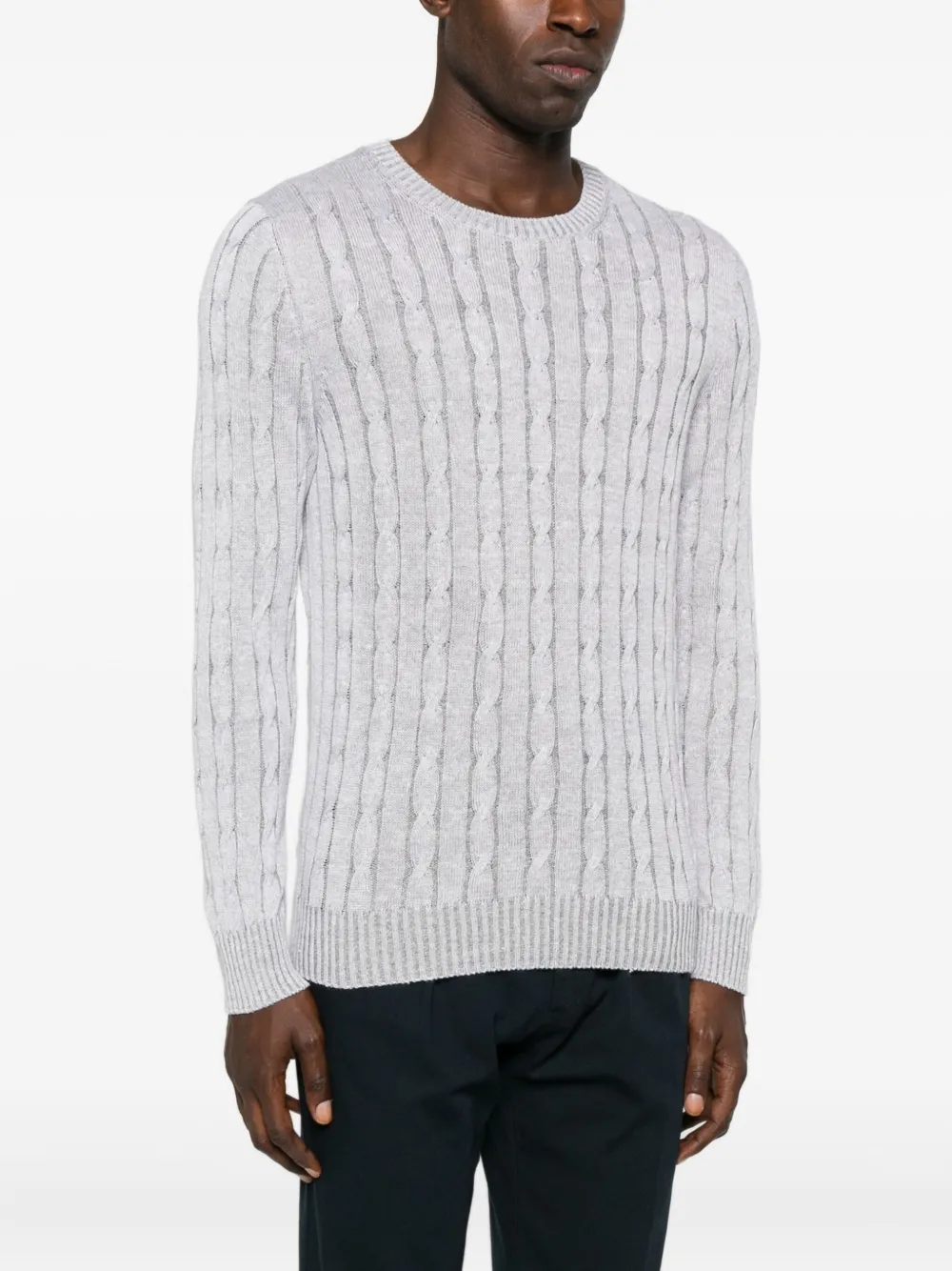 Gran Sasso Cable-knit Crew-neck Sweater In Gray