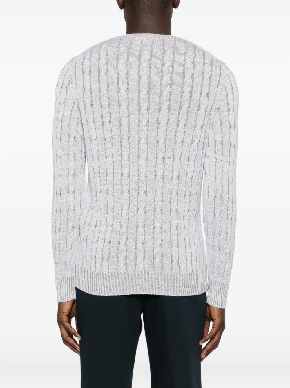 Gran Sasso Cable-knit Crew-neck Sweater In Gray