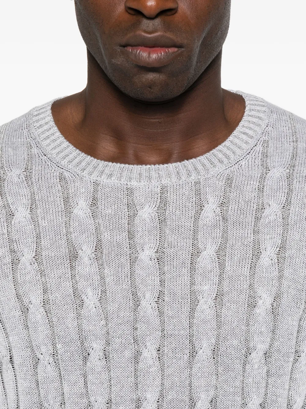 Gran Sasso Cable-knit Crew-neck Sweater In Gray