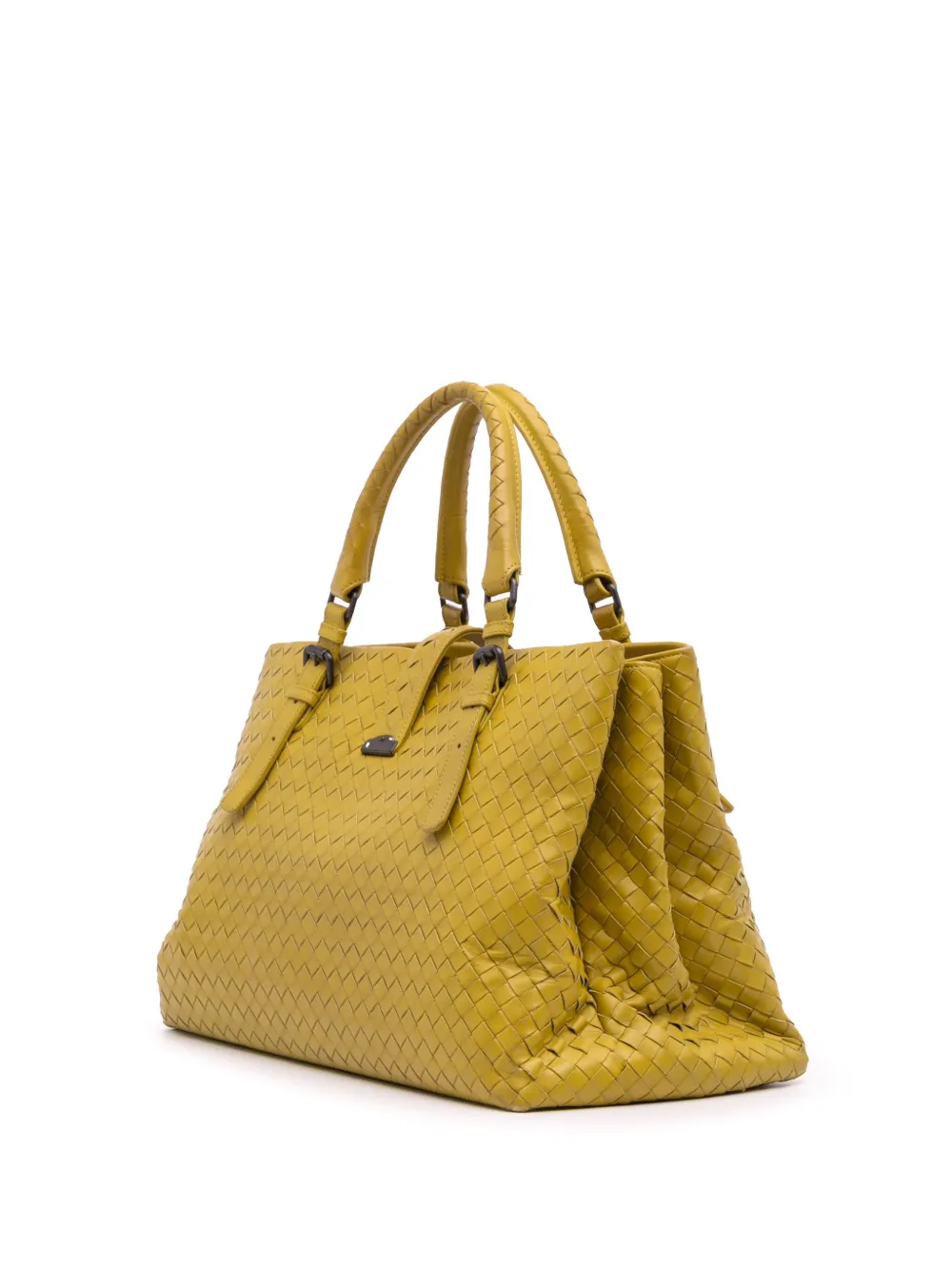Pre-owned Bottega Veneta 2012-2025 Medium Nappa Intrecciato Roma Tote Bag In Yellow