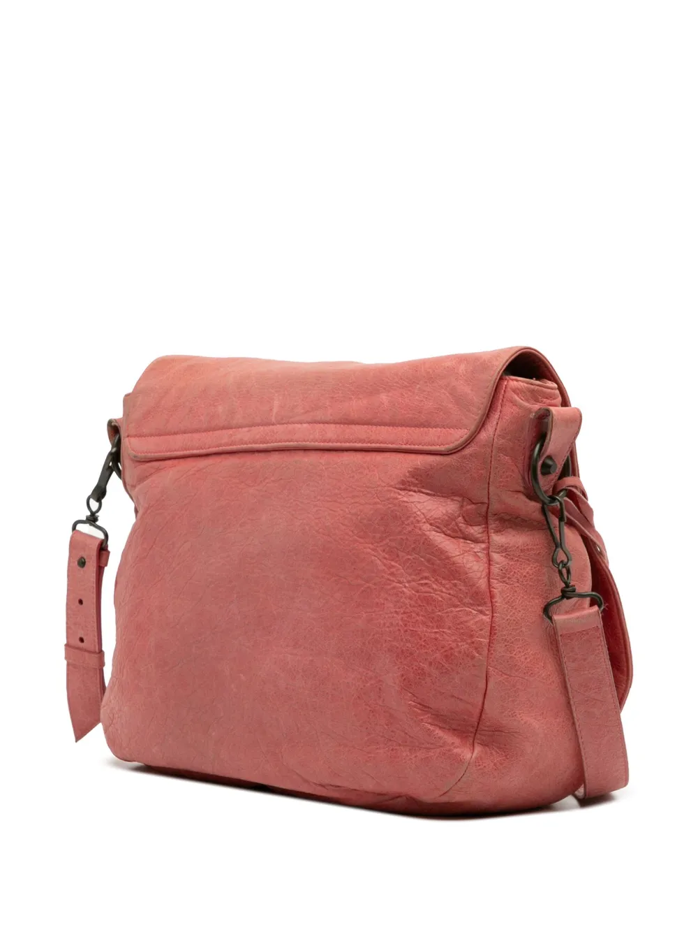 Pre-owned Balenciaga 2012-2025 Lambskin Motocross Classic Folk Messenger Bag Crossbody Bag In Pink