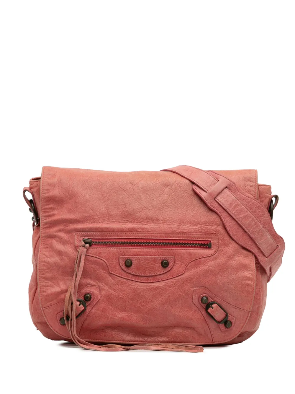 Balenciaga Pre-Owned 2012-2025 Lambskin Motocross Classic Folk Messenger Bag crossbody bag | Pink | Image 1