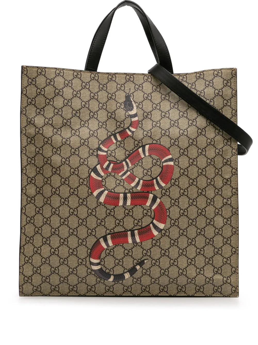 Gucci Pre-Owned 2016-2025 GGパターン キングスネーク トート サッチェルバッグ - ブラウン Gucci Pre-Owned 2016-2025 GGパターン キングスネーク トート サッチェルバッグ - ブラウン