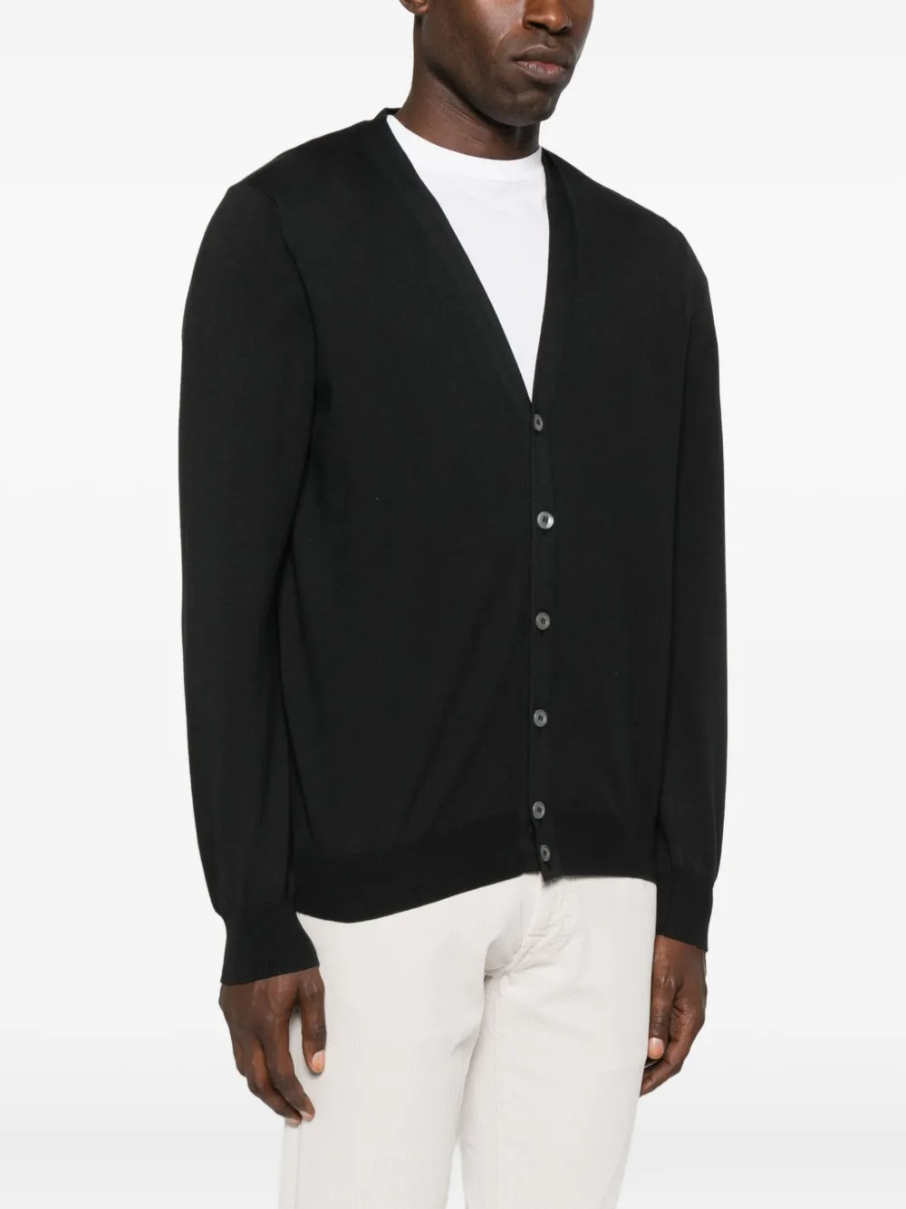 Gran Sasso Man Cardigan Black Size 50 Virgin Wool In Black