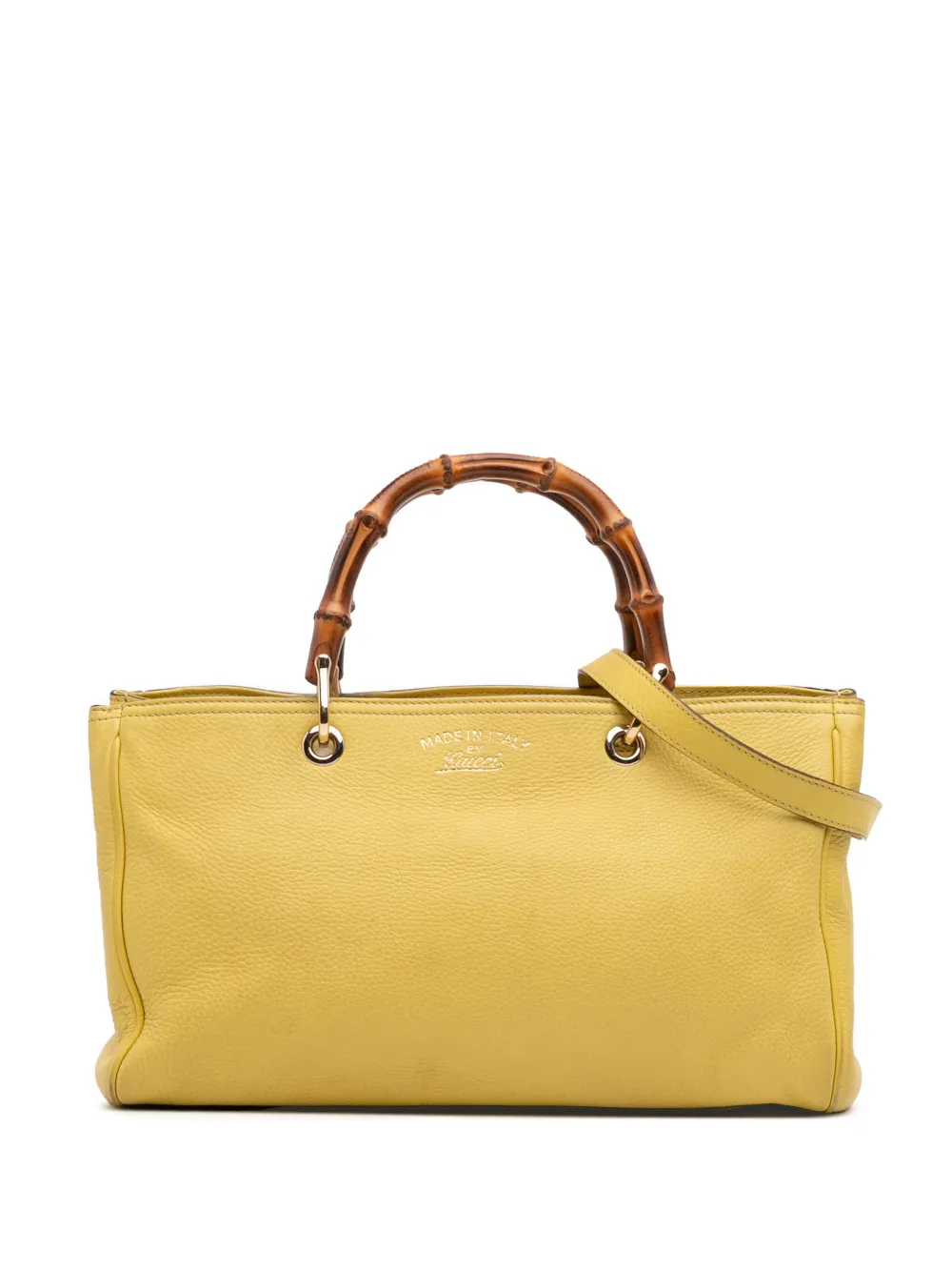 Gucci Pre-Owned 2016-2025 ミディアム カーフスキン バンブー ショッパー サッチェルバッグ - イエロー Gucci Pre-Owned 2016-2025 ミディアム カーフスキン バンブー ショッパー サッチェルバッグ - イエロー