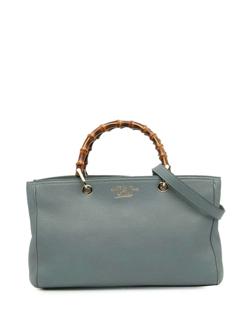 Gucci Pre-Owned 2016-2025 ミディアム カーフスキン バンブー ショッパー サッチェルバッグ - ブルー Gucci Pre-Owned 2016-2025 ミディアム カーフスキン バンブー ショッパー サッチェルバッグ - ブルー