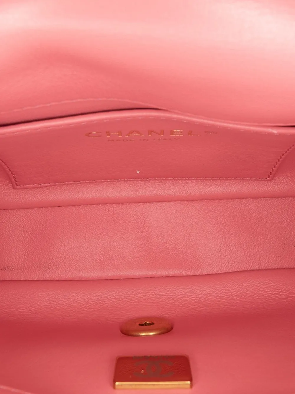 Pre-owned Chanel 2021-2025 Mini Lambskin Pending Cc Flap Crossbody Bag In Pink