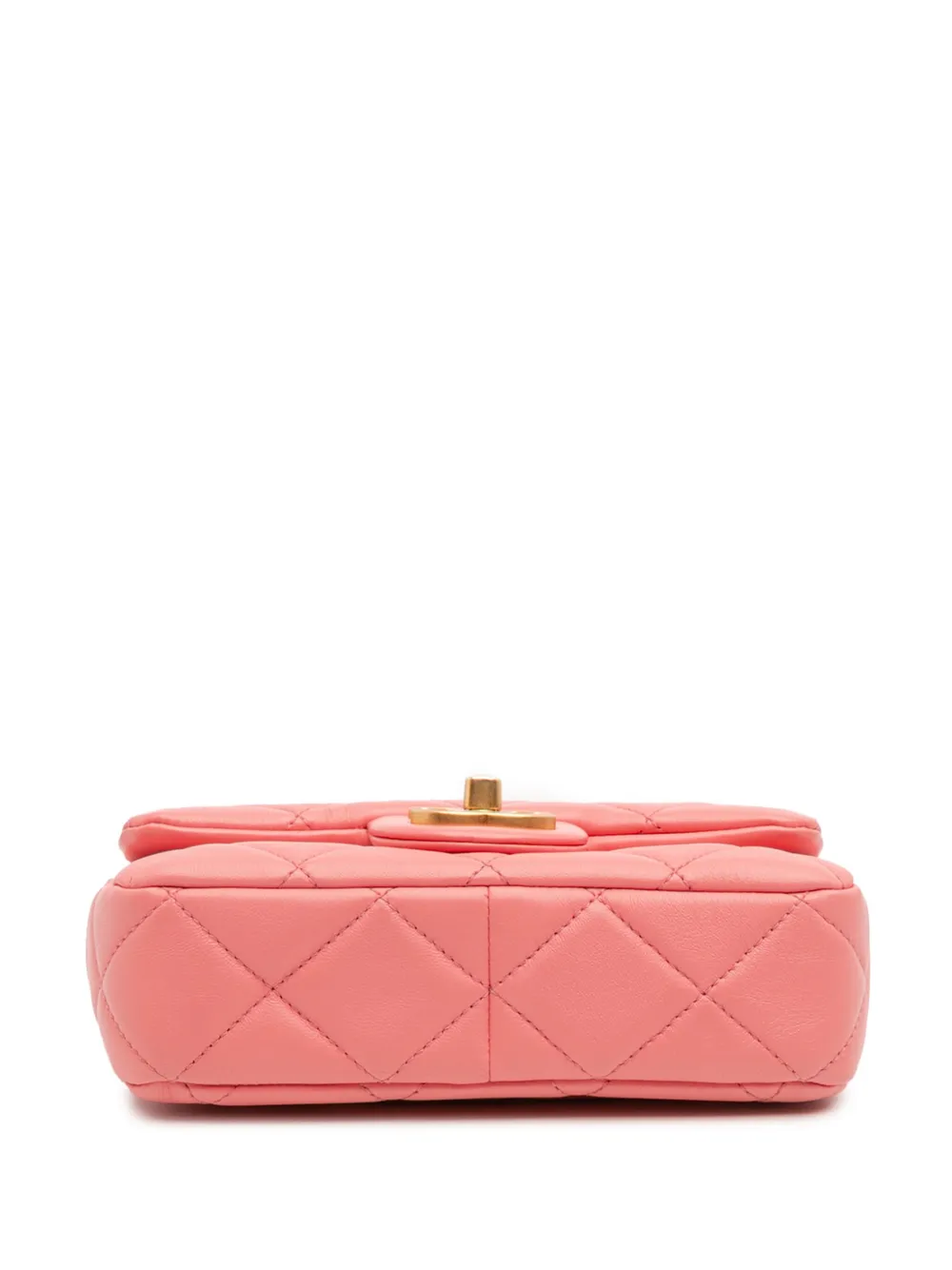 Pre-owned Chanel 2021-2025 Mini Lambskin Pending Cc Flap Crossbody Bag In Pink