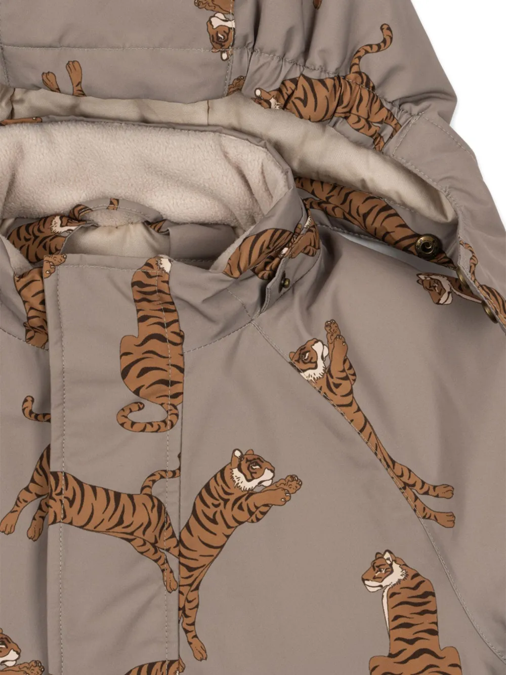 Konges Sløjd Skipak met tijgerprint en capuchon Beige