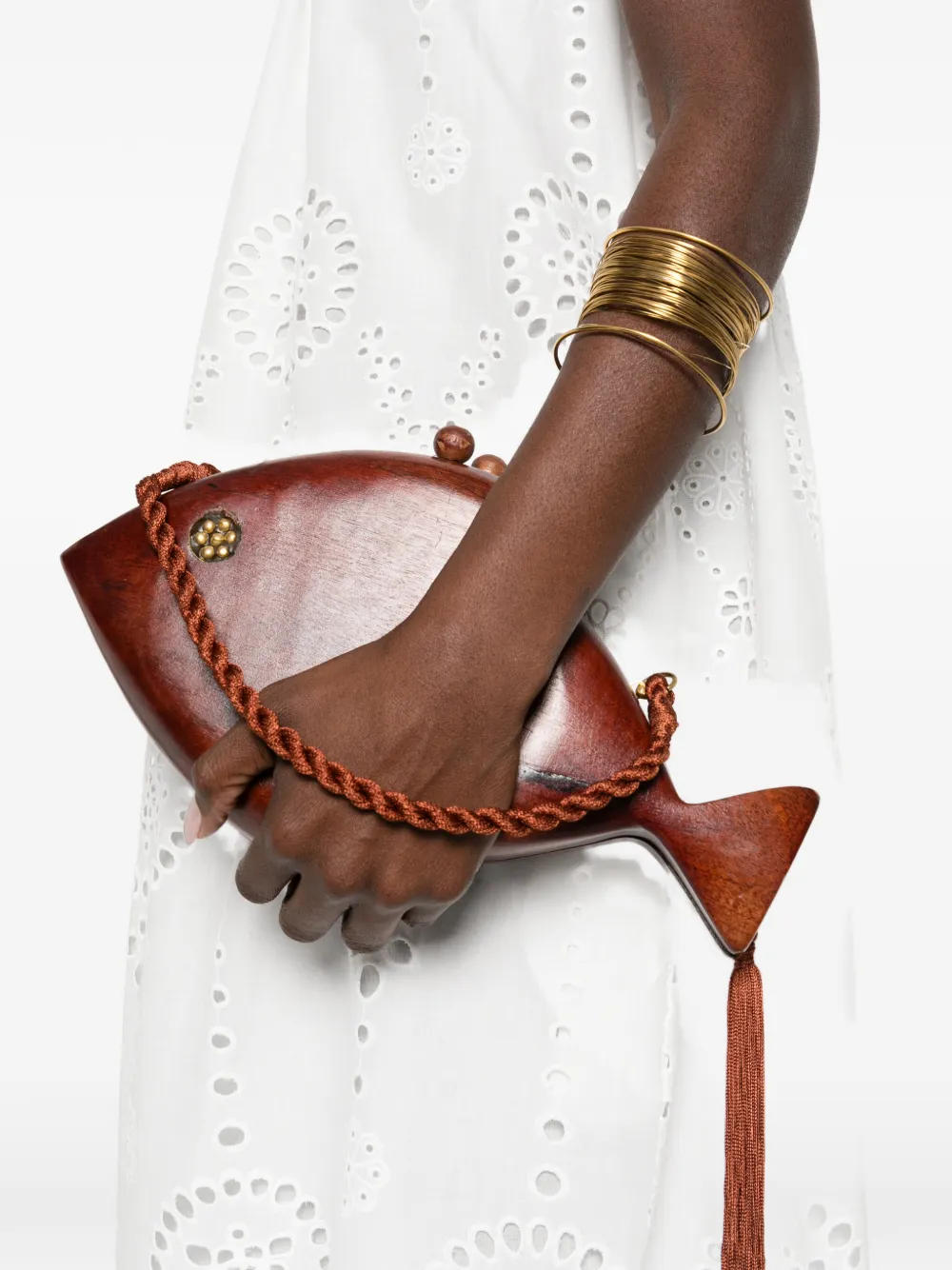 Simon Miller Clutch met vissenpatroon - Bruin