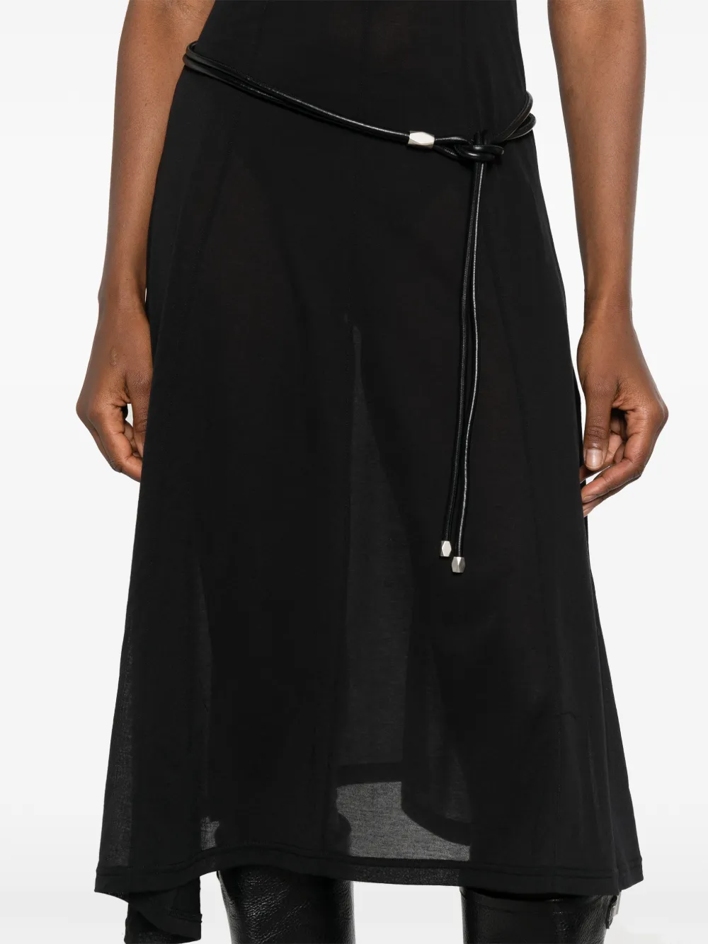 OUR LEGACY Ragged midi-jurk met korte mouwen Zwart