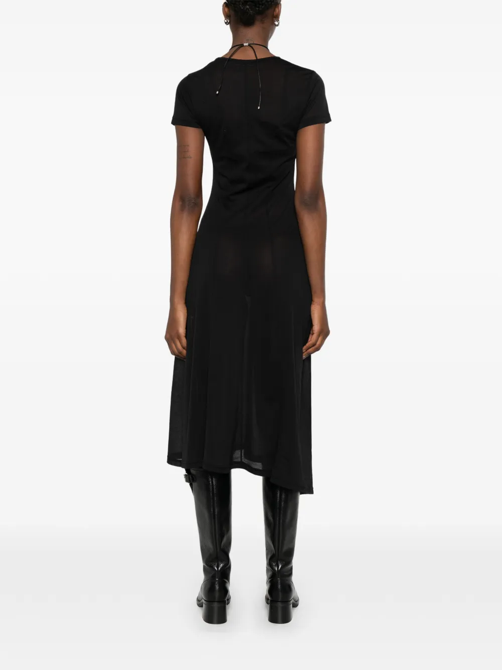 OUR LEGACY Ragged midi-jurk met korte mouwen Zwart