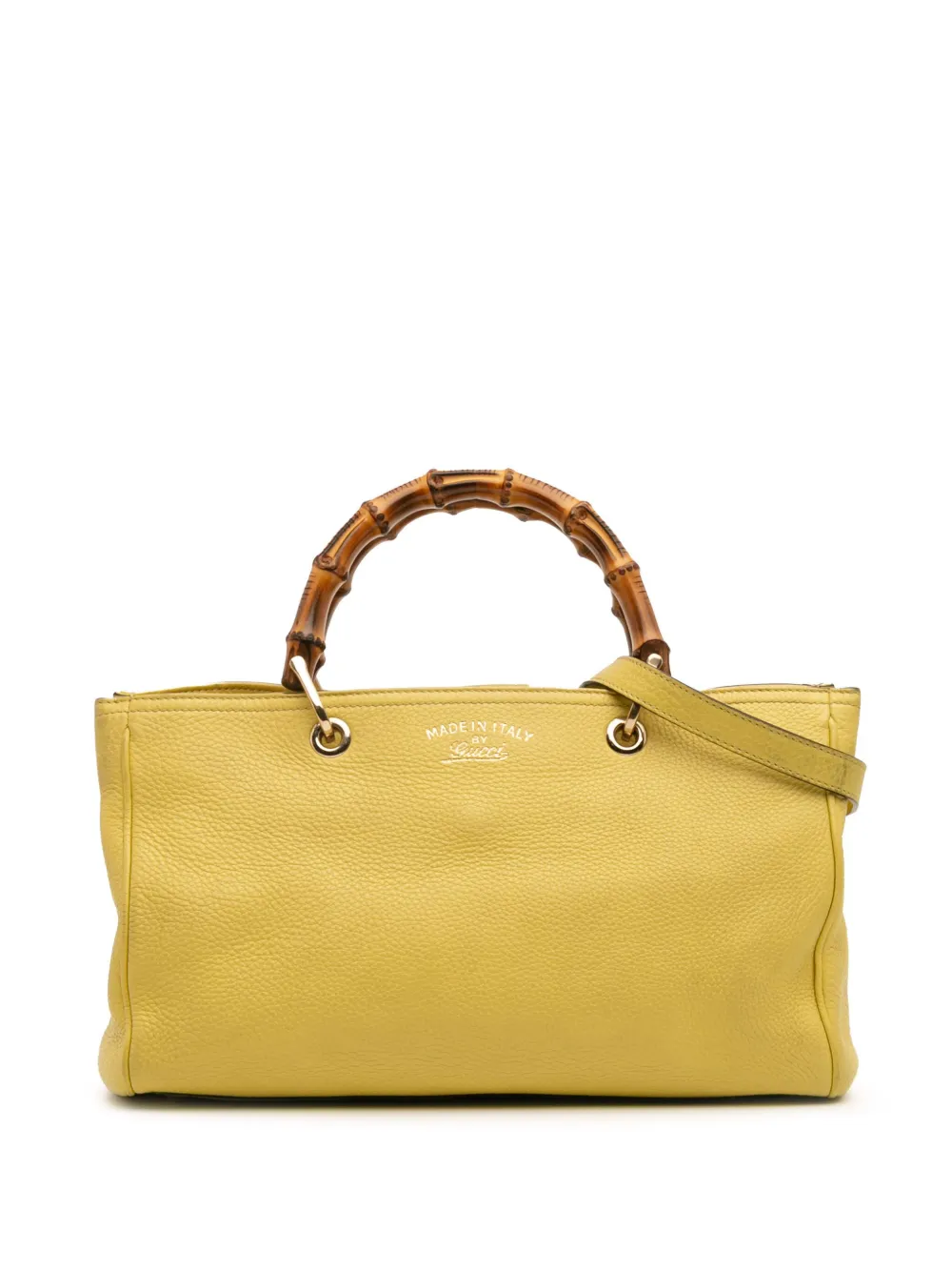 Gucci Pre-Owned 2016-2025 Medium Calfskin Bamboo Shopper satchel | Yellow | Image 1