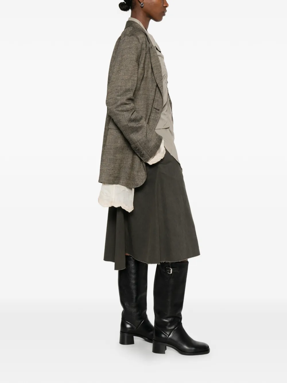 Our Legacy Drip Lace-trim Oversized Blazer In Green