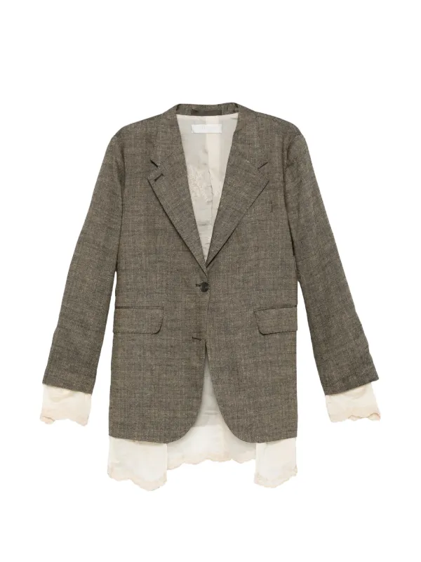 OUR LEGACY Drip Lace-trim Oversized Blazer in Green