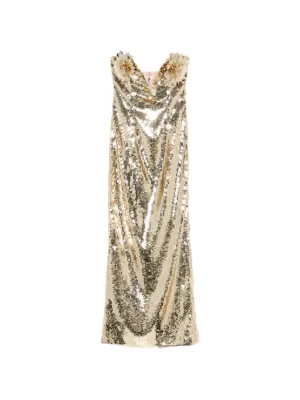 retrofete aura dress in gold Embellished | Silver Retrofete collection