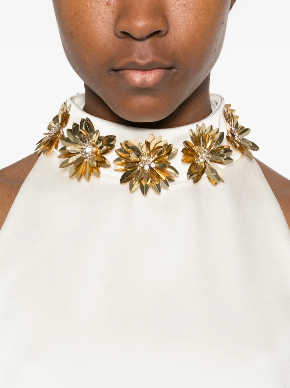 Retrofete Giacinta mini-jurk verfraaid met bloemen Wit